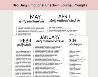 365 Daily Emotional Check in Journal, Printable, Journal, Minimalist, Self Care, Mental Health, Emotions, Self Awareness