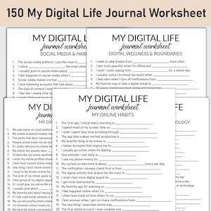 Foglio di lavoro stampabile "La mia vita digitale", diario stampabile, domande a risposta multipla, quaderno di lavoro per il diario delle abitudini online, utilizzo dei social media