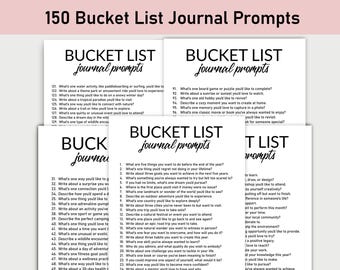 150 Bucket List Journal Prompts, Printable, Journal, Minimalist, Reflections, Manifest, Manifesting, Desire, Goals, Vision
