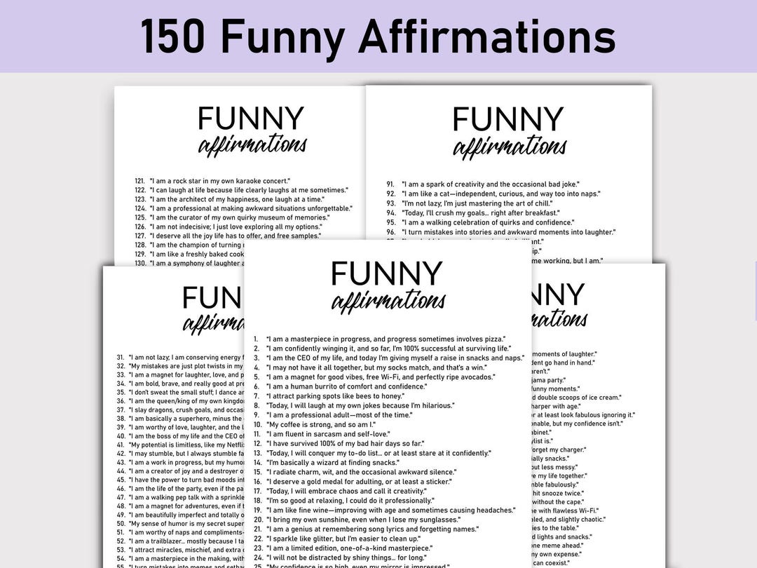 150 Funny Affirmations, Journal Prompts, Printable, Journal, Minimalist ...