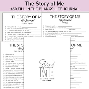 Diario stampabile "La mia storia", 450 domande a risposta aperta, diario dei ricordi, diario di vita, conservazione dei ricordi, storia personale