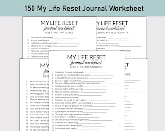 My Life Reset Printable Worksheet, Journal Printable, Fill-in-the-Blank Questions, Mindset Journal Workbook, Personal Development, Goals