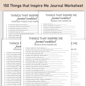 Foglio di lavoro stampabile "Cose che mi ispirano", diario stampabile, domande a risposta multipla, quaderno di lavoro per diario motivazionale, scoperta di sé