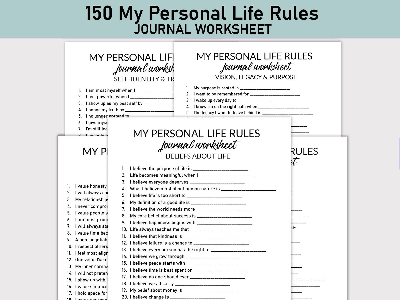 My Personal Life Rules Printable Worksheet, Journal Printable, Fill-in ...