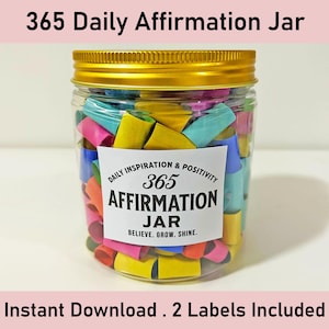 Barattolo delle 365 affermazioni quotidiane, affermazioni stampabili, cura di sé, salute mentale, riflessioni, affermazioni positive, regalo fai da te, ispirazione