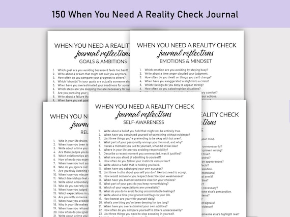 150 When You Need a Reality Check Journal, Printable, Journal, Minimalist, Reflections, Thought-Provoking, Mindset, Self-Awareness