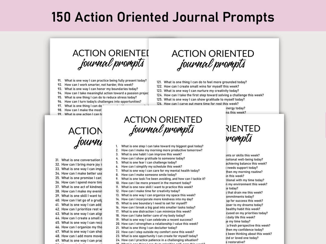 150 Action Oriented Journal Prompts , Printable, Journal, Minimalist ...