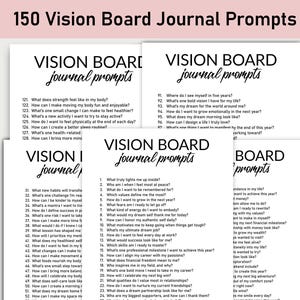 150 Vision Board Journal Prompts, Printable, Journal, Minimalist, Reflections, Gratitude, Inspiration, Manifest Your Dreams, Goal Setting