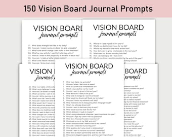 150 Vision Board Journal Prompts, Printable, Journal, Minimalist, Reflections, Gratitude, Inspiration, Manifest Your Dreams, Goal Setting