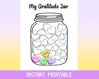 My Gratitude Jar Printable, Instant Download Printable, Gratitude List, Planner, Journal Page, Daily Planner, Month Tracker, Grateful