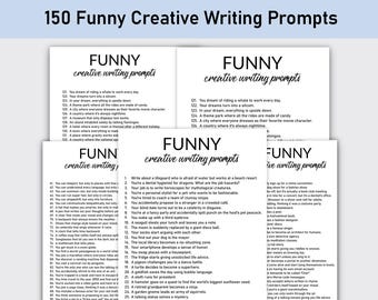 150 Funny Creative Writing Prompts , Printable, Journal, Minimalist, Creative Writing Ideas, Story Starter, Silly, Hilarious Ideas