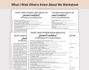 What I Wish Others Knew About Me Printable Worksheet, Journal Printable, Fill-in-the-Blank Questions, Self Awareness Journal Workbook