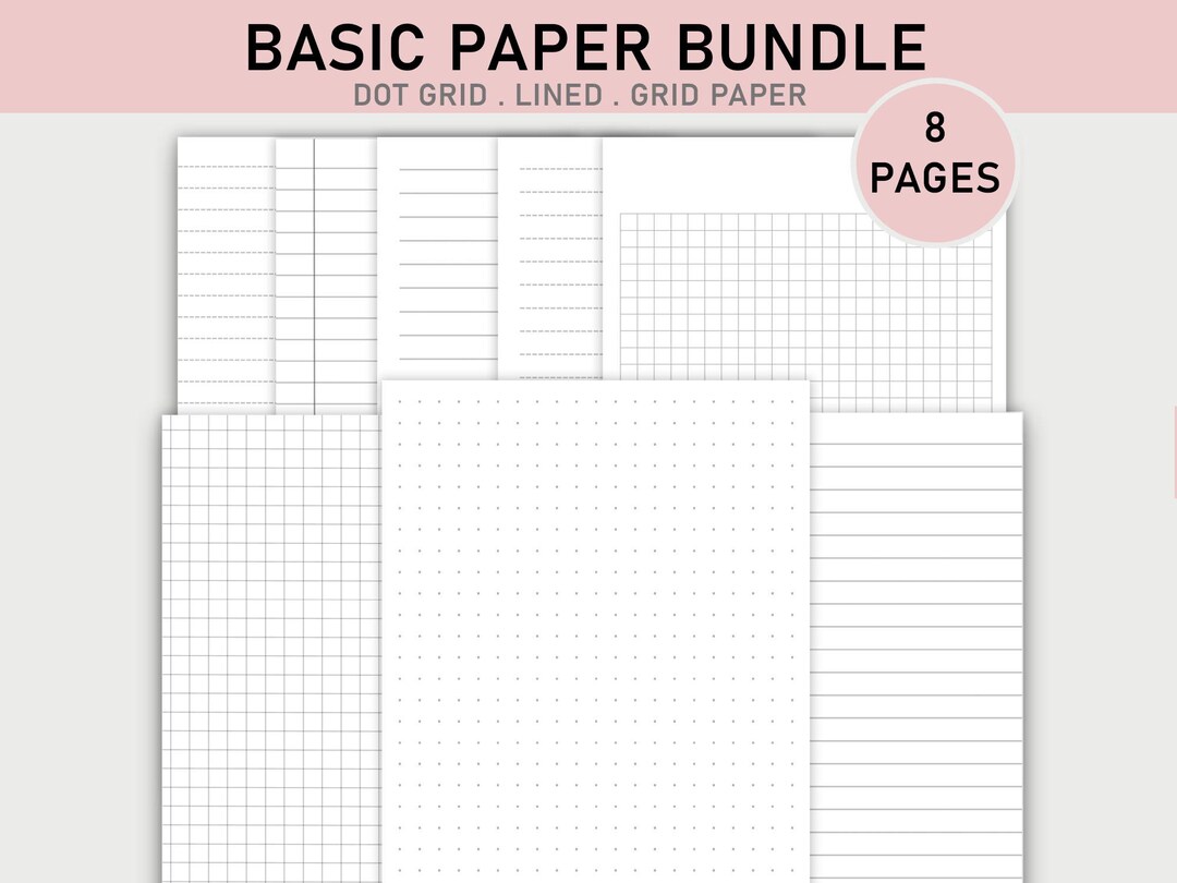 Basic Paper Bundle, Printable, Journal, Minimalist, Dot Grid Paper ...