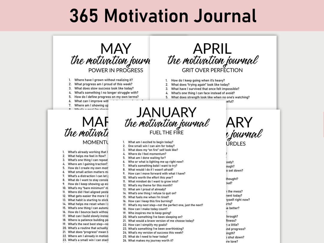 365 Daily Motivation Journal, Printable, Journal, Minimalist, Self Care ...