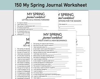 My Spring Printable Worksheet, Journal Printable, Fill-in-the-Blank Questions, Journal Workbook, Spring Reflections, Memories
