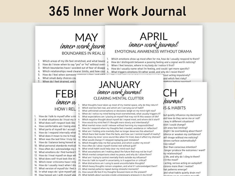 365 Inner Work Journal, Journal Printable, Reflections, Daily Guided ...