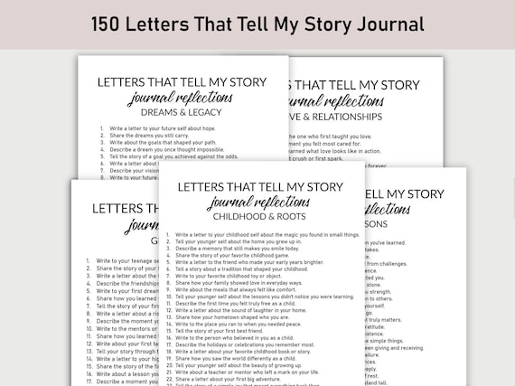 150 Letters That Tell My Story Journal, Printable, Journal, Minimalist, Reflections, Memory Keepsake, Guided Self-Reflection, Legacy Journal