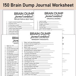 Foglio di lavoro stampabile per il brain dump, diario stampabile, domande a riempimento, quaderno di lavoro per il diario, definizione degli obiettivi e chiarezza mentale