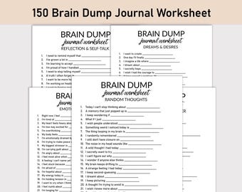 Brain Dump Printable Worksheet, Journal Printable, Fill-in-the-Blank Questions, Journal Workbook, Goal Setting and Mind Clarity