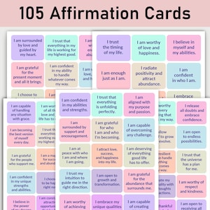105 Affirmation Cards, Printable, Journal, Minimalist, Self Care, Mental Health, Reflections, Positive Affirmations, Growth, Motivate