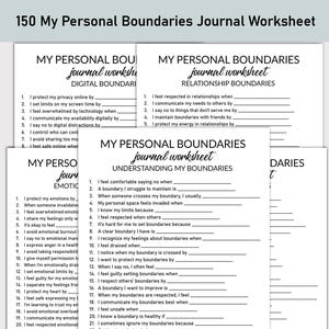 Foglio di lavoro stampabile "I miei confini personali", diario stampabile, domande a risposta multipla, quaderno di lavoro per un diario dei confini sani