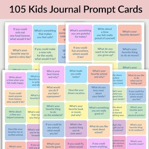 105 Journal Prompts für Kinder, Journal Einladungskarten, bedruckbar, Kinderjournal, Reflexionen, Achtsamkeit, Dankbarkeitsjournal, Schule