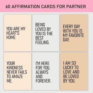 60 Cartões de Afirmação para Namorado, Marido, Imprimível, Diário, Homens, Parceiro, Dia dos Namorados, Casal, Relacionamento, Amor, Presente de Aniversário