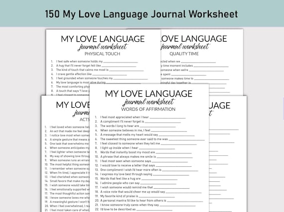 My Love Language Printable Worksheet, Journal Printable, Fill-in-the-Blank Questions, Journal Workbook, Words of Affirmation, Quality Time