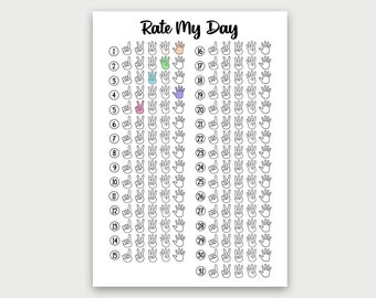 Rate My Day Tracker, Instant Download Printable, Mood Tracker, Planner, Journal Page, Daily Planner