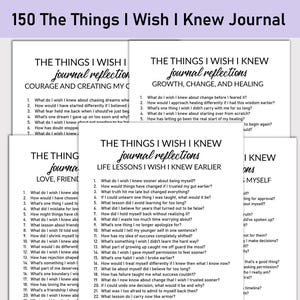 Peut inclure: Plusieurs journaux blancs empilés, avec le titre "150 The Things I Wish I Knew Journal". Chaque journal a un sous-titre différent, comme "Courage and Creating My C" et "Growth, Change, and Healing."