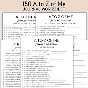 Foglio di lavoro stampabile dalla A alla Z di me, diario stampabile, domande a risposta multipla, quaderno di lavoro per il diario, dalla A alla Z di me, autoesplorazione
