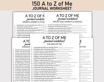 The A to Z of Me Printable Worksheet, Journal Printable, Fill-in-the-Blank Questions, Journal Workbook, A–Z of Me, Self-Exploration