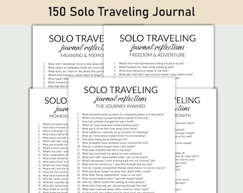 150 ensamresedagbok, utskrivbar självupptäckt, självständighet, ensamhet, fridfull ensamtid, att resa ensam, att hitta sig själv