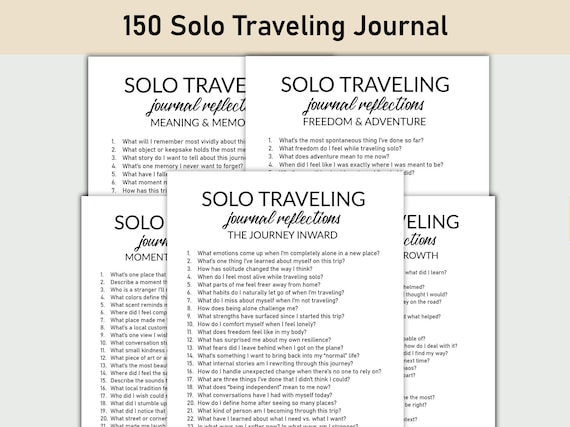 150 Solo Traveling Journal, Self-Discovery Printable, Independence, Solitude, Peaceful Alone Time, Traveling Alone, Finding Yourself