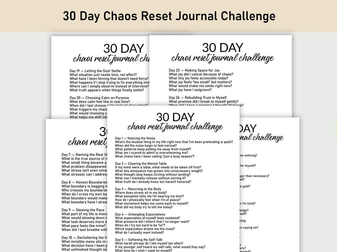30 Day Chaos Reset Journal Challenge Printable, Challenge Printable ...