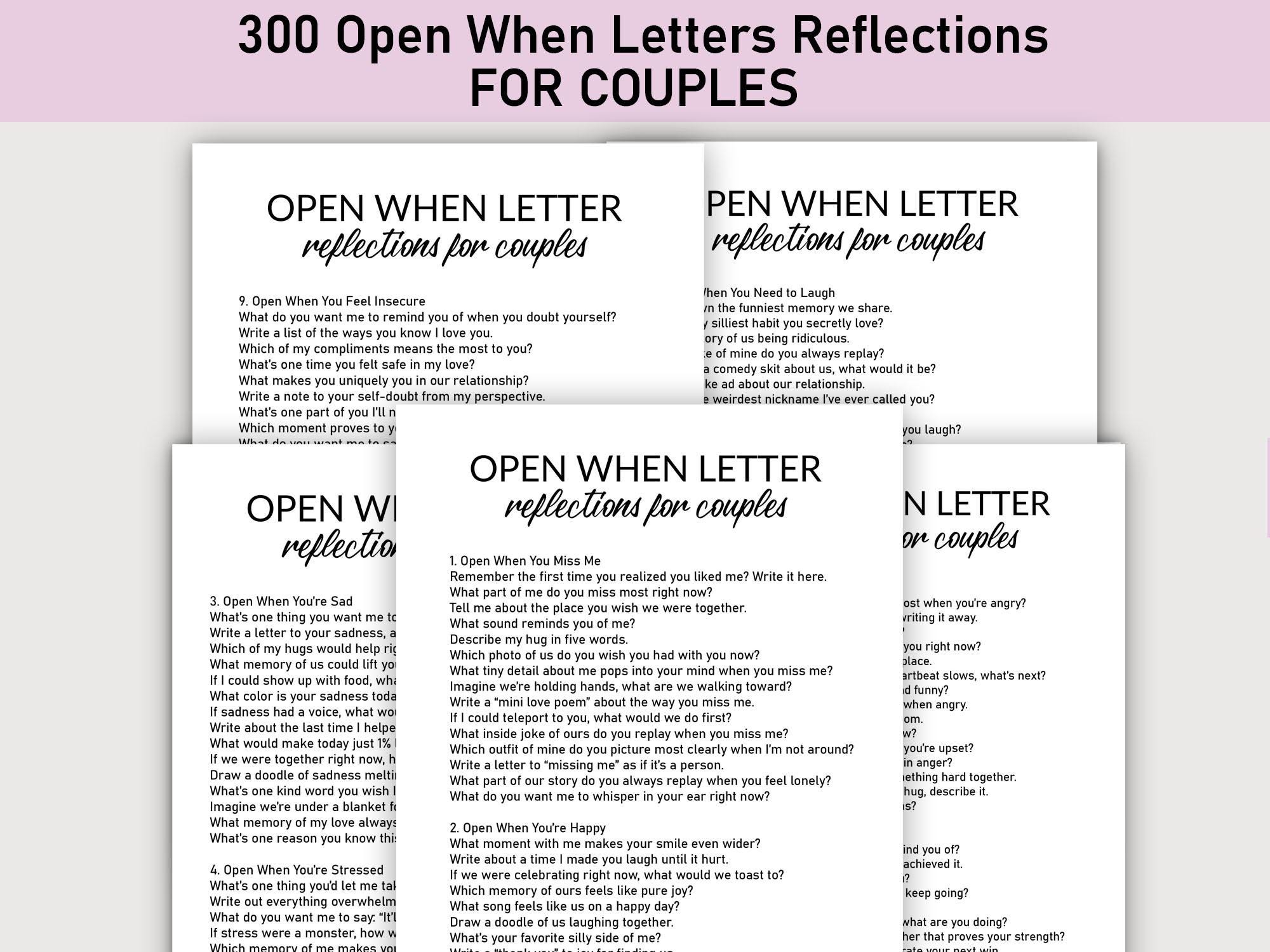 300 Open When Letters for Couples, Journal Reflections, Fun & Romantic ...