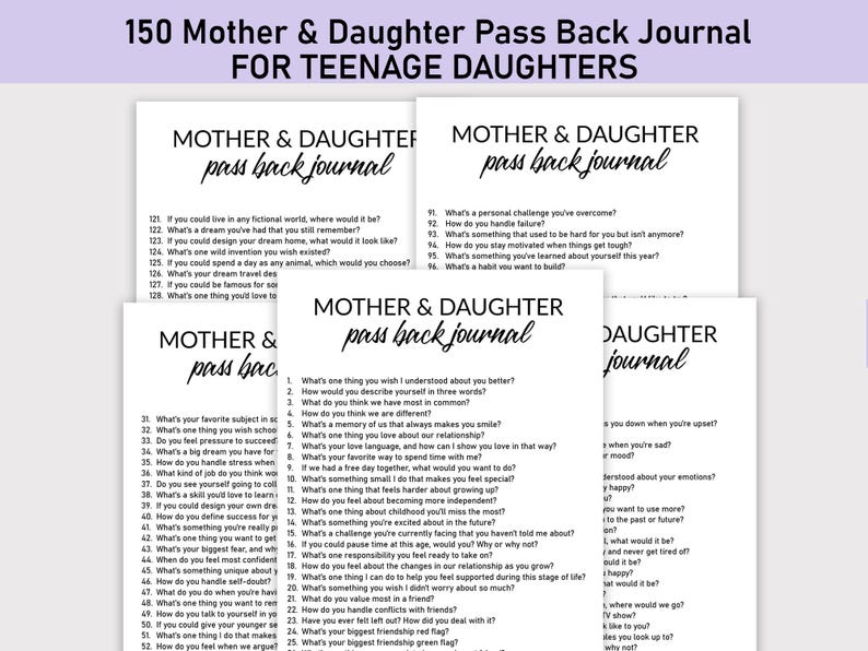 150 Mother and Teenage Daughter Pass Back Journal, Printable, Journal ...