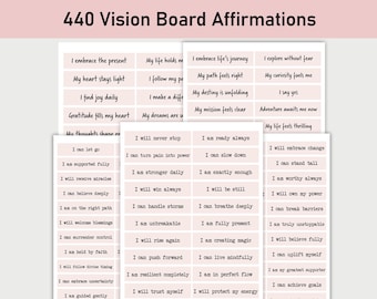 Affirmations du Vision Board 440, Vision Board imprimable, Minimaliste, Mots affirmatifs, Inspiration, Manifestez vos rêves, Positivité
