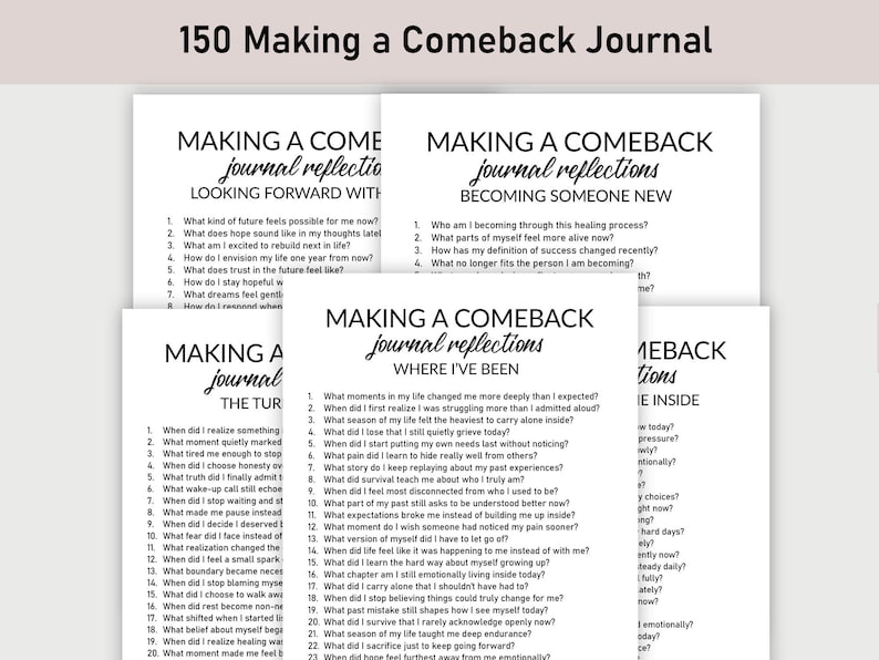 150 Making a Comeback Journal, Printable, Journal, Reflections ...