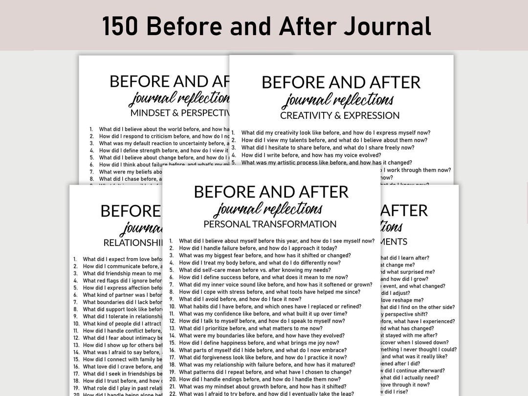 150 Before and After Journal Prompts , Printable, Journal, Minimalist ...