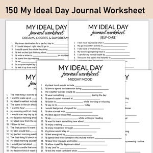 Foglio di lavoro stampabile "La mia giornata ideale", diario stampabile, domande a risposta multipla, quaderno di lavoro per il diario della giornata perfetta, guida dalla mattina alla sera