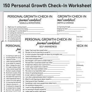 Foglio di lavoro stampabile per il check-in di crescita personale, diario stampabile, domande a risposta multipla, quaderno di lavoro per il diario delle riflessioni, crescita della mentalità
