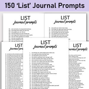 150 lijst met dagboekaanwijzingen, afdrukbaar, dagboekaanwijzingen, minimalistisch, reflecties, lijstvragen, dankbaarheid, uitdagingen, maak een lijst