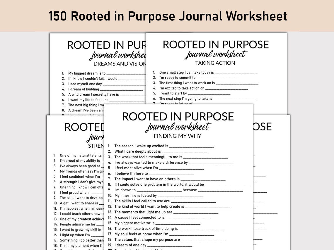 Rooted In Purpose Rooted in Purpose Printable Worksheet, Journal Printable, Fill-in-the ...