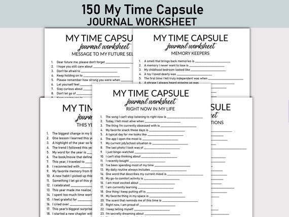 My Time Capsule Printable Worksheet, Journal Printable, Fill-in-the-Blank Questions, Keepsake Journal Workbook, Memory Keeper
