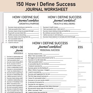 Foglio di lavoro stampabile "Come definisco il successo", diario stampabile, domande a risposta multipla, quaderno di lavoro per il diario della definizione di successo