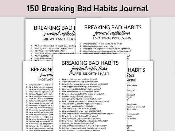 150 Breaking Bad Habits Journal, Printable, Journal, Minimalist, Break the Habit, Let Go of Bad Habits, Quit Habit Journal, Change