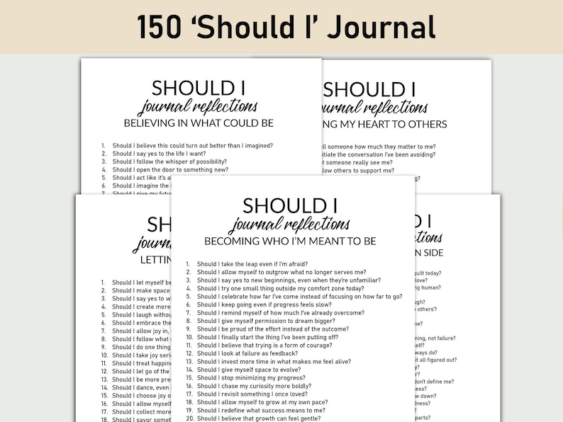 150 Should I Journal Prompts , Printable, Journal Prompts, Minimalist ...