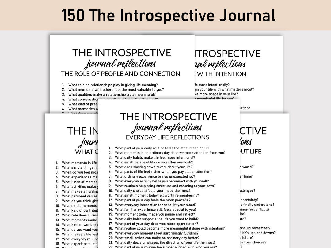 150 the Introspective Journal, Printable, Journal, Minimalist, Self ...