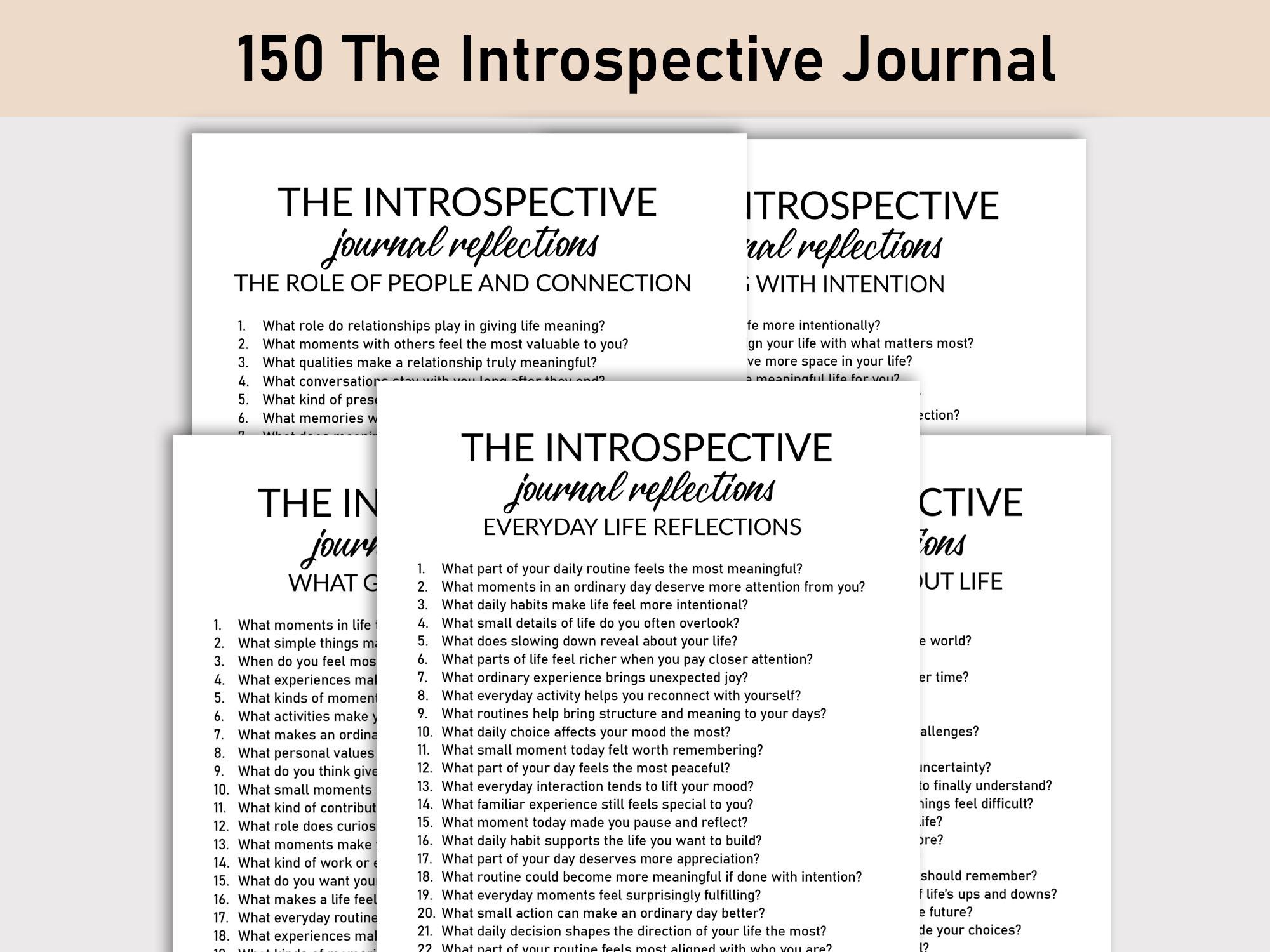 150 The Introspective Journal, Printable, Journal, Minimalist, Self Reflection, Mindfulness & Personal Growth